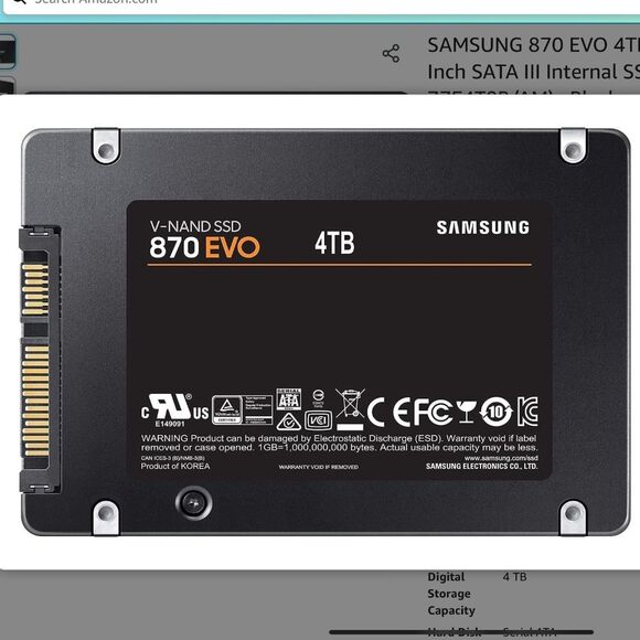 Samsung SSD 870 EVO SATA 2.5” 4TB Solid State Drive NIB - Picture 12 of 12